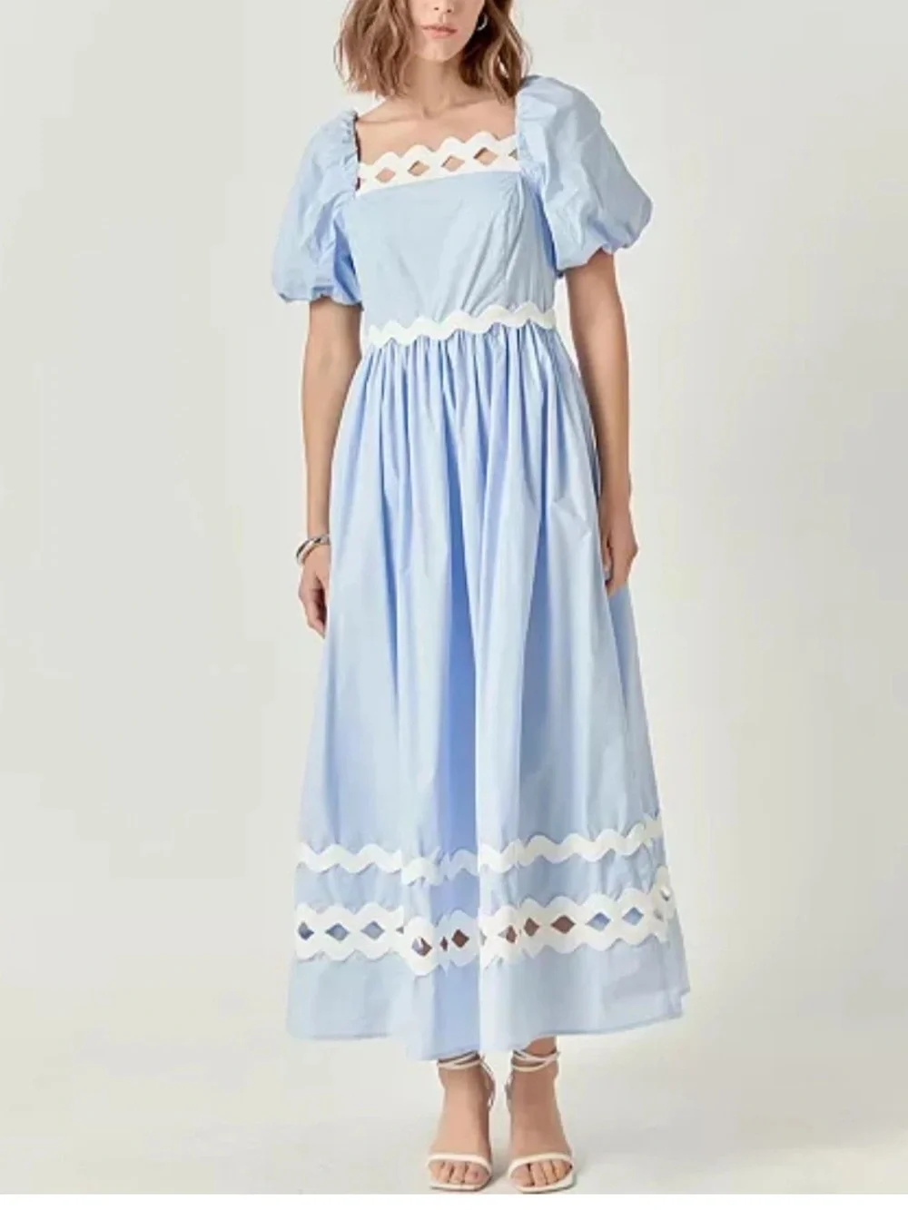 English Factory Women's Scallop-Trim Cotton Midi Dress S - Picture 1 of 7